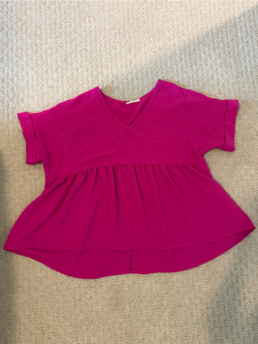 entro Bright Fuchsia V-Neck Babydoll Top